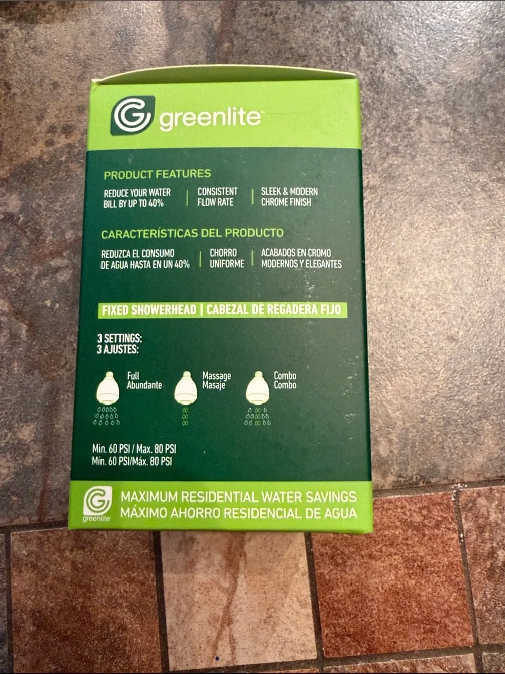 Greenlite Water-Saving Fixed Showerhead in Silver